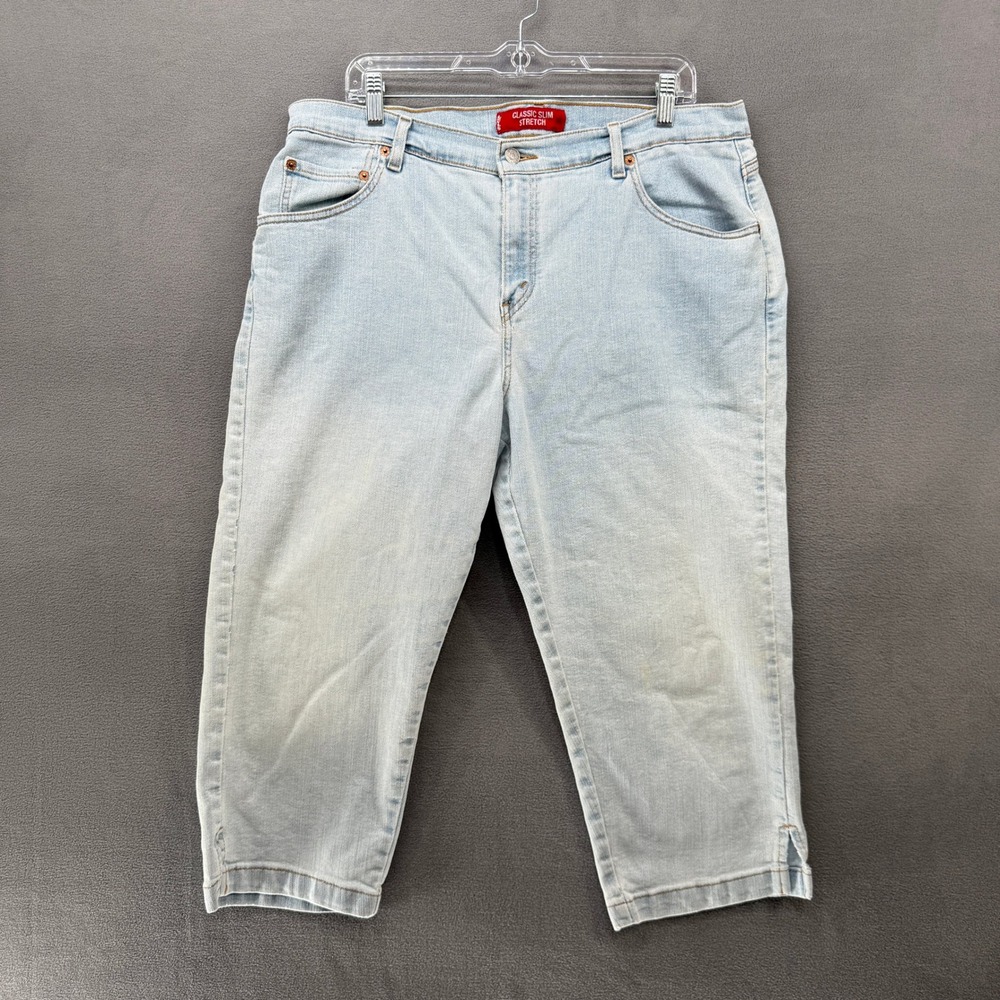 Levis Classic Jeans Womens 18W Cropped Side Slit Denim Slim Stretch